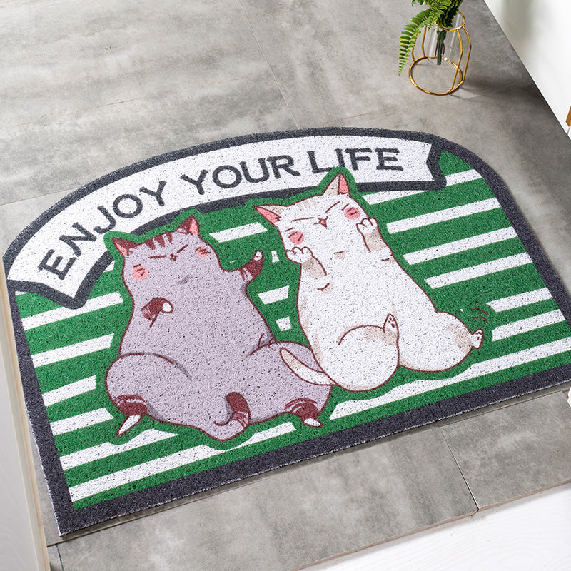 Lovely Cats Pets Sand Dust Scraping Abrasion Resistance  Durable Non-slip Mats Cartoon Doormat