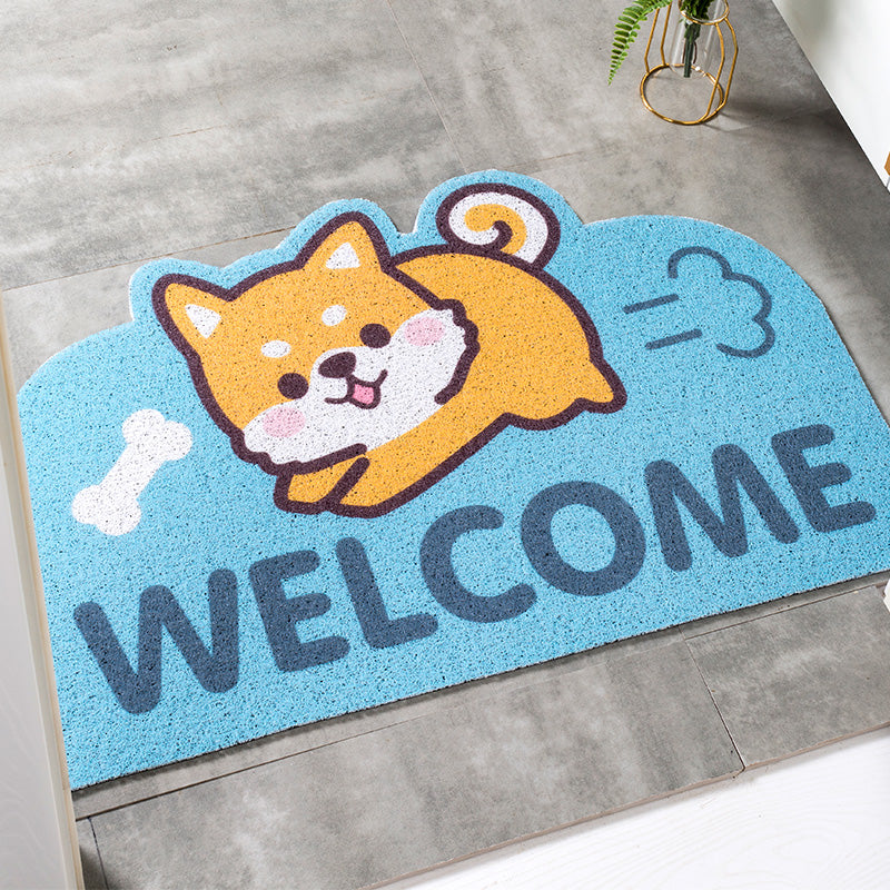 Running Dog Pets Welcome Mat Sand Dust Scraping Durable Non-slip Mats Cartoon Doormat