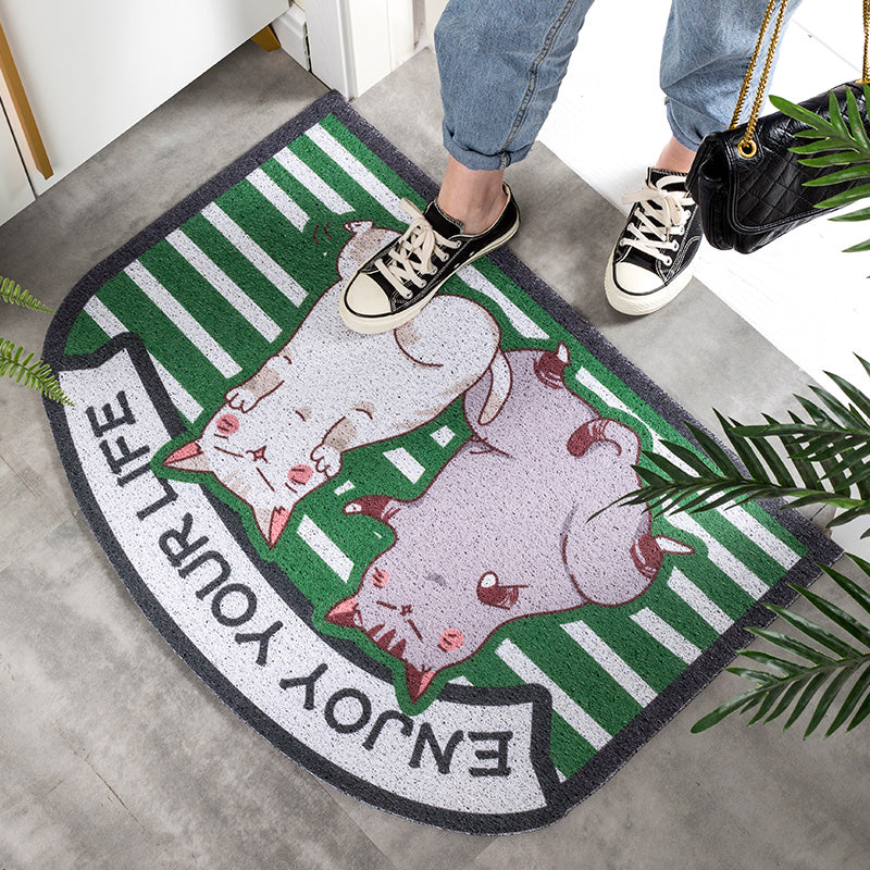 Lovely Cats Pets Sand Dust Scraping Abrasion Resistance  Durable Non-slip Mats Cartoon Doormat