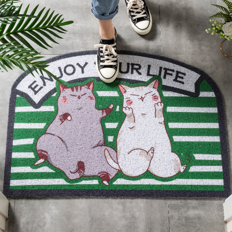 Lovely Cats Pets Sand Dust Scraping Abrasion Resistance  Durable Non-slip Mats Cartoon Doormat