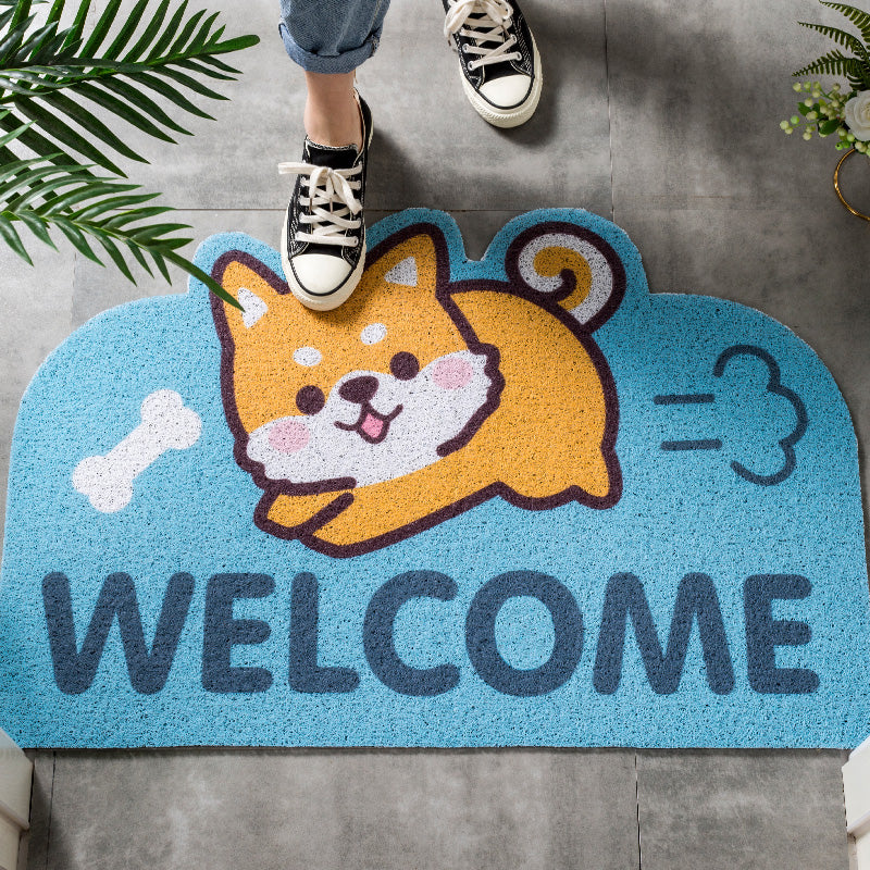 Running Dog Pets Welcome Mat Sand Dust Scraping Durable Non-slip Mats Cartoon Doormat