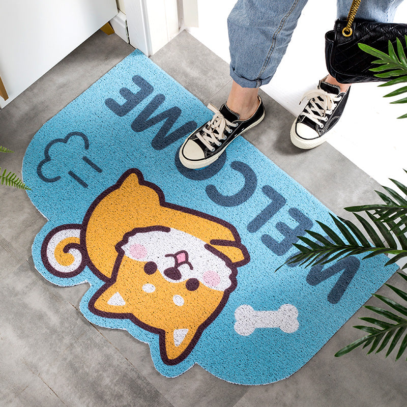 Running Dog Pets Welcome Mat Sand Dust Scraping Durable Non-slip Mats Cartoon Doormat