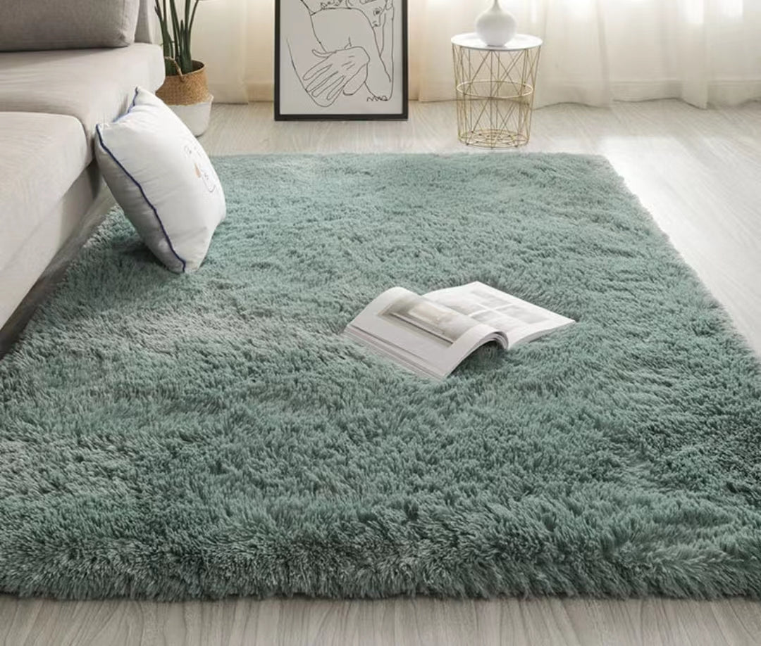 Green Turquoise Color Modern Plain Rug Bedroom Living Room Sofa Rug Soft Plush Shaggy Rugs