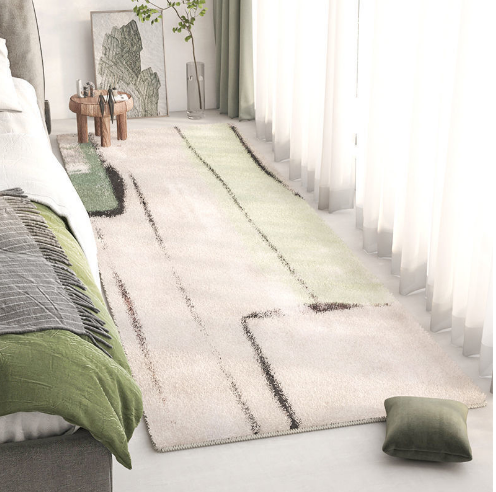 Green Living Room Shaggy Rug Light Luxury Lambswool Bedroom Sofa Coffee Table Rug Floating Window Mat 03