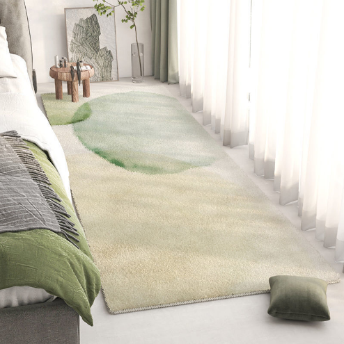 Green Living Room Shaggy Rug Light Luxury Lambswool Bedroom Sofa Coffee Table Rug Floating Window Mat 07