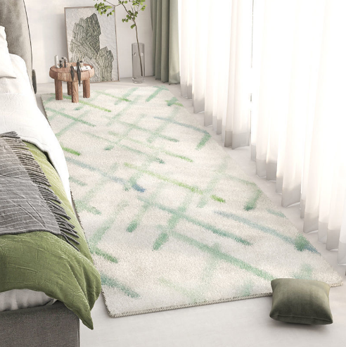 Green Living Room Shaggy Rug Light Luxury Lambswool Bedroom Sofa Coffee Table Rug Floating Window Mat 10