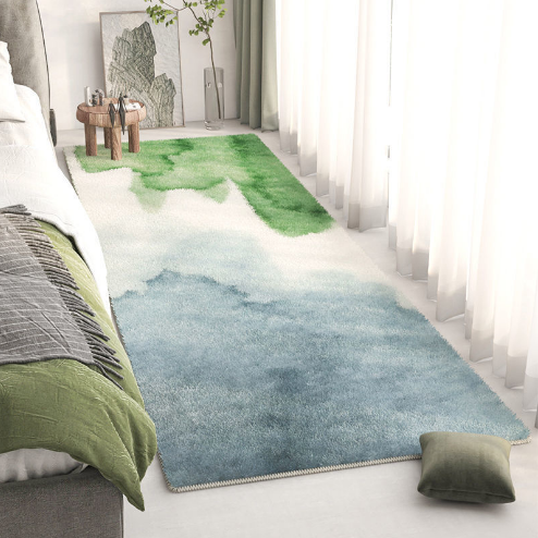 Green Living Room Shaggy Rug Light Luxury Lambswool Bedroom Sofa Coffee Table Rug Floating Window Mat 13