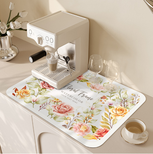 Coffee machine mat water control mat sink cup draining mat restaurant kitchen countertop absorbent mat non-slip mat