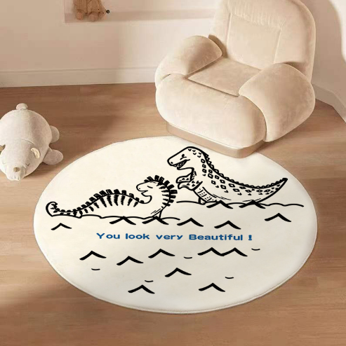 Cute Dinosaur Round Carpet For Living Room Bedroom Bedside Carpet Children's Room Cartoon Floor Mats