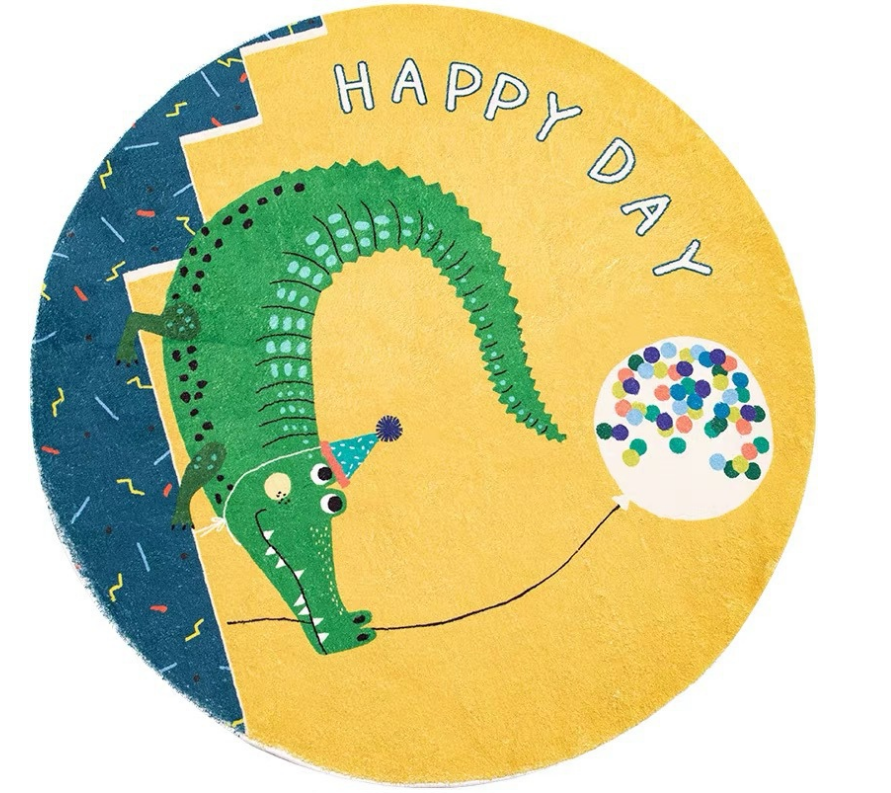 Cute Animals Round Faux Cashmere Rugs For Living Room Bedroom Rug Bedside Rug Children's Room