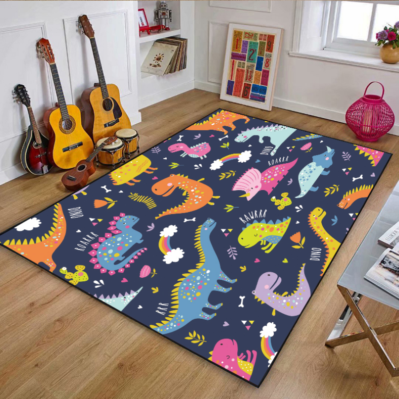 Colorful Dinosaur Happy Land Floor Mats For Bedroom Children's Room Sofa Mat Easy Care Floor Mats