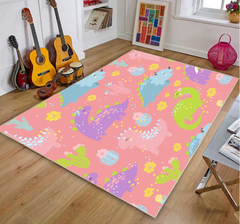 Colorful Dinosaur Happy Land Floor Mats For Bedroom Children's Room Sofa Mat Easy Care Floor Mats