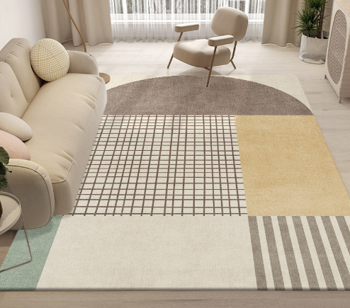 Lovely Simple Pattern Faux Cashmere Rugs For Living Room Bedroom Bedside Rugs Anti-slip Foot Mats