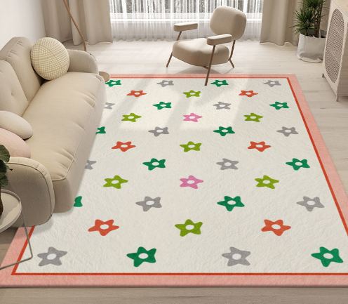 Lovely Simple Pattern Faux Cashmere Rugs For Living Room Bedroom Bedside Rugs Anti-slip Foot Mats