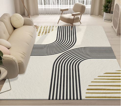 Lovely Simple Pattern Faux Cashmere Rugs For Living Room Bedroom Bedside Rugs Anti-slip Foot Mats
