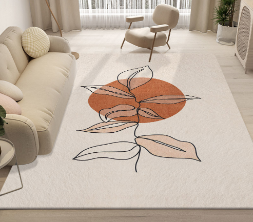 Lovely Simple Pattern Faux Cashmere Rugs For Living Room Bedroom Bedside Rugs Anti-slip Foot Mats