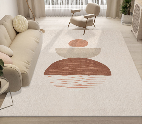 Lovely Simple Pattern Faux Cashmere Rugs For Living Room Bedroom Bedside Rugs Anti-slip Foot Mats