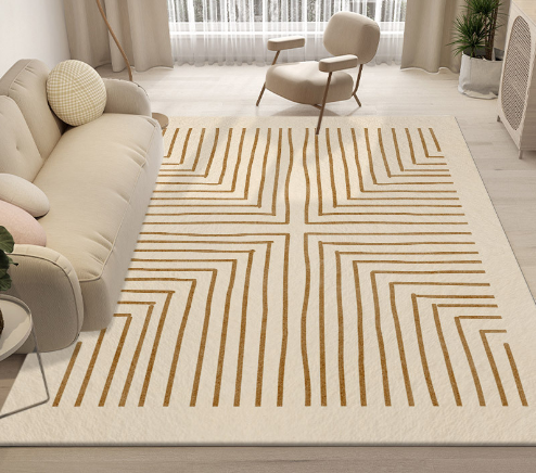 Lovely Simple Pattern Faux Cashmere Rugs For Living Room Bedroom Bedside Rugs Anti-slip Foot Mats