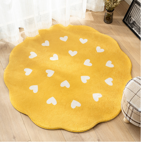 Cute Flower Pattern Faux Cashmere Rugs For Living Room Bedroom Bedside Rugs Anti-slip Foot Mats