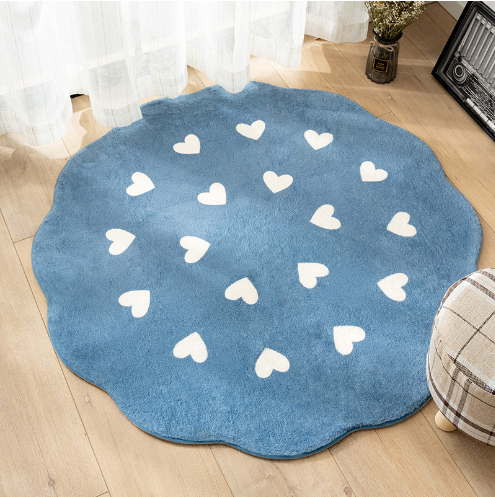 Cute Flower Pattern Faux Cashmere Rugs For Living Room Bedroom Bedside Rugs Anti-slip Foot Mats