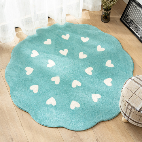 Cute Flower Pattern Faux Cashmere Rugs For Living Room Bedroom Bedside Rugs Anti-slip Foot Mats