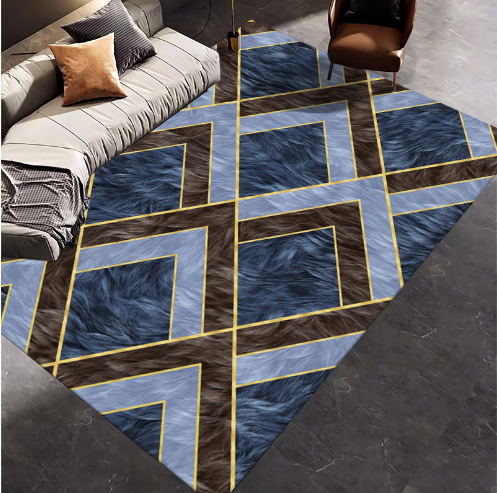 Imitation Animal Fur Geometric Patterns Creative Carpets For Dining Room Bedroom
