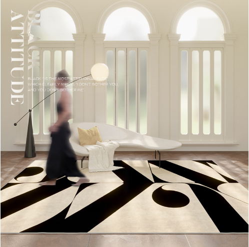 Moroccan Minimalist Black Pattern Comfortable Thickened Carpets For Living Room Bedroom Bedside Rugs Anti-slip Foot Mats