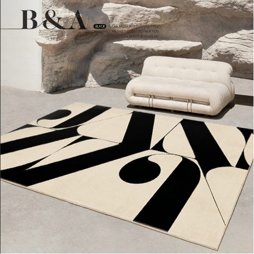Moroccan Minimalist Black Pattern Comfortable Thickened Carpets For Living Room Bedroom Bedside Rugs Anti-slip Foot Mats