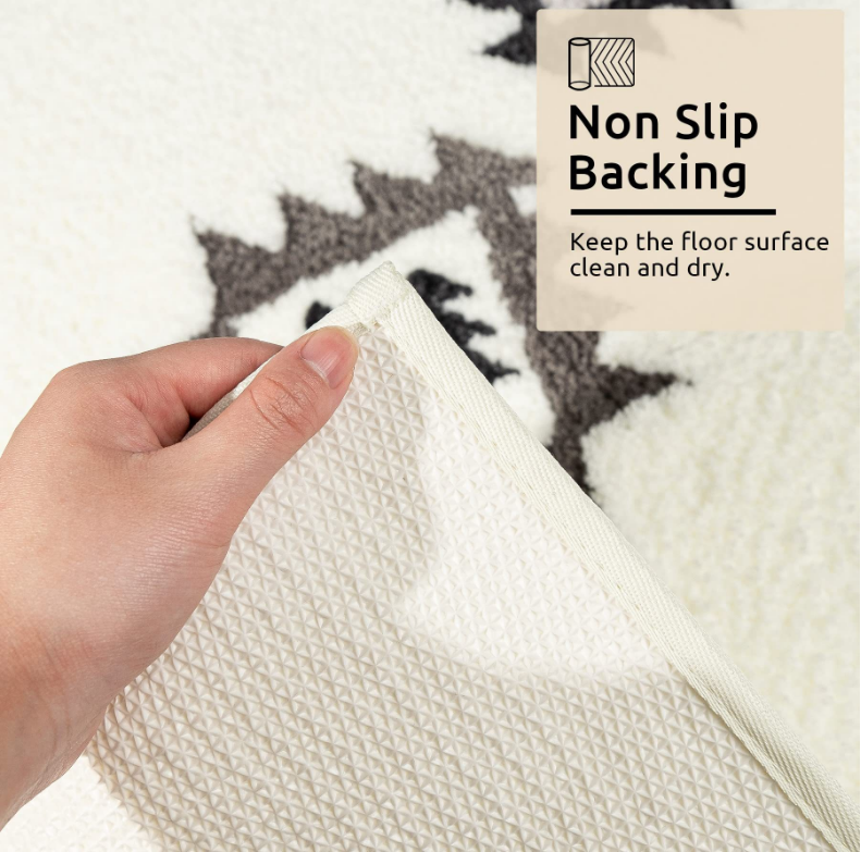 Bohemian Style Super Soft Flocked Bath Mat Absorbent And Non-slip Bathroom Rugs