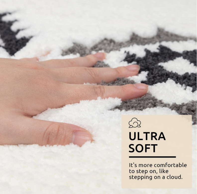Bohemian Style Super Soft Flocked Bath Mat Absorbent And Non-slip Bathroom Rugs