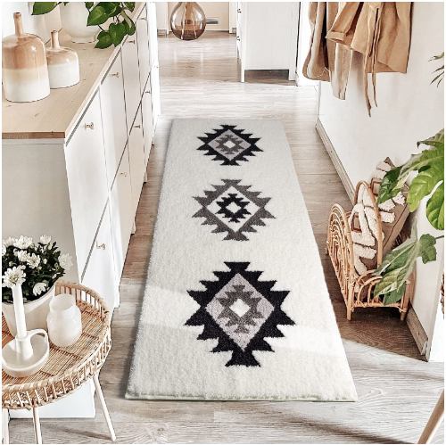 Bohemian Style Super Soft Flocked Bath Mat Absorbent And Non-slip Bathroom Rugs