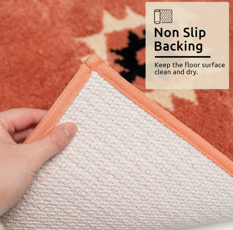 Bohemian Style Super Soft Flocked Bath Mat Absorbent And Non-slip Bathroom Rugs