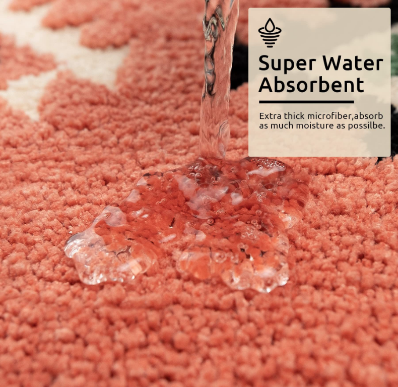Bohemian Style Super Soft Flocked Bath Mat Absorbent And Non-slip Bathroom Rugs