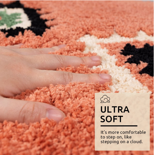 Bohemian Style Super Soft Flocked Bath Mat Absorbent And Non-slip Bathroom Rugs