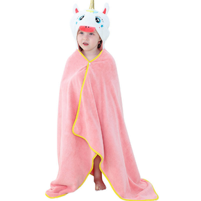 Cute and Cosy Pink Unicorn Print Hooded Bathrobe Baby Towels