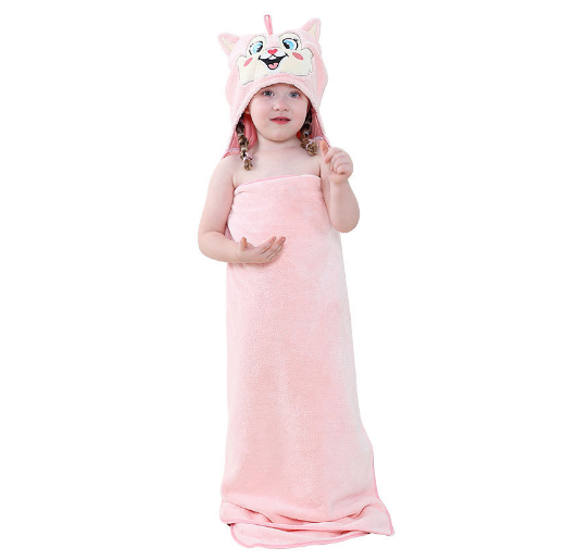Cute and Cosy Pink Unicorn Print Hooded Bathrobe Baby Towels