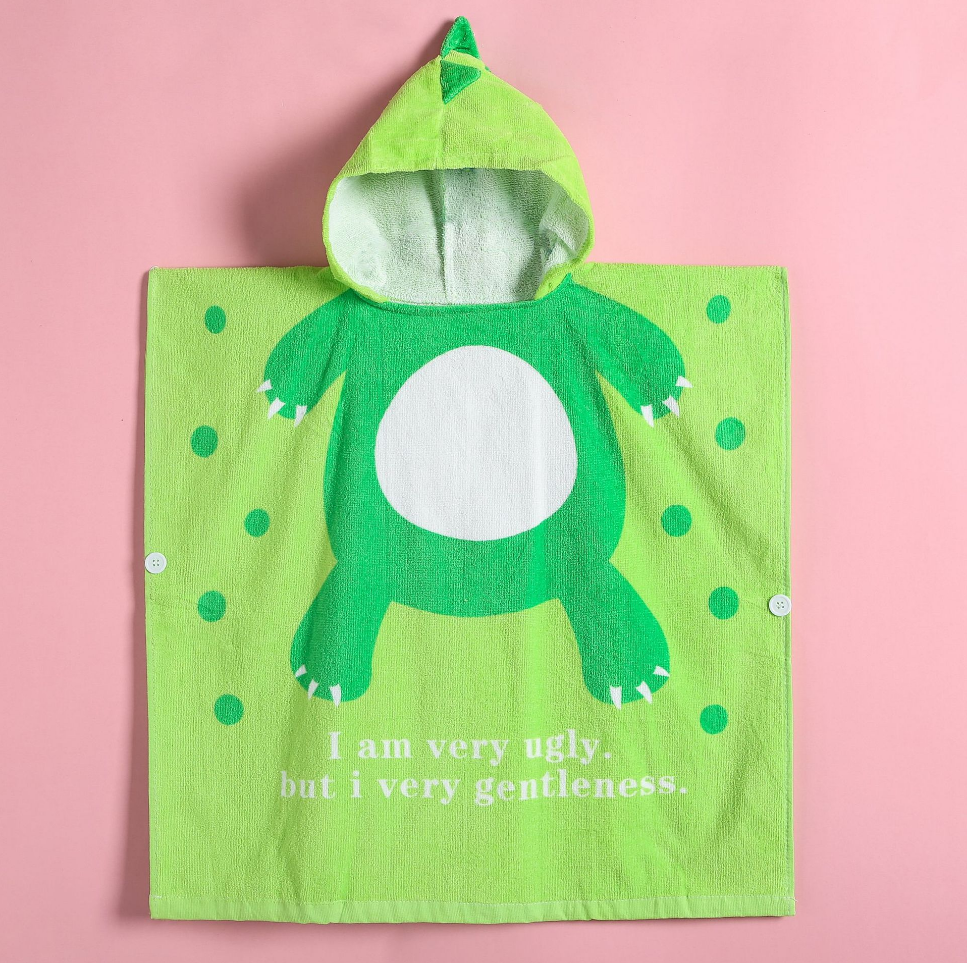 Comfortable Skin-friendly Cosy Green Dinosaur Bathrobe Beach Baby Children Towels 01