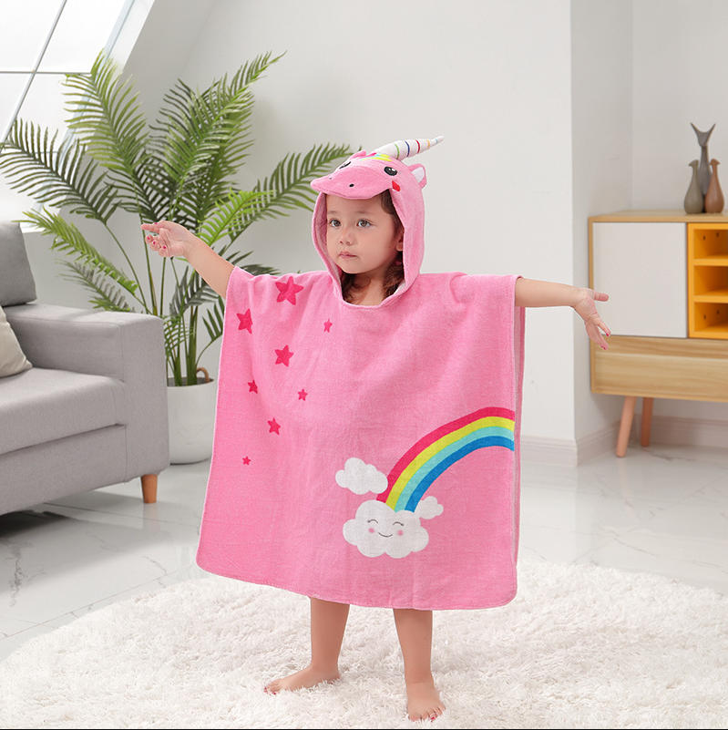Comfortable Skin-friendly Cosy Pink Unicorn Bathrobe Beach Baby Children Towels 06