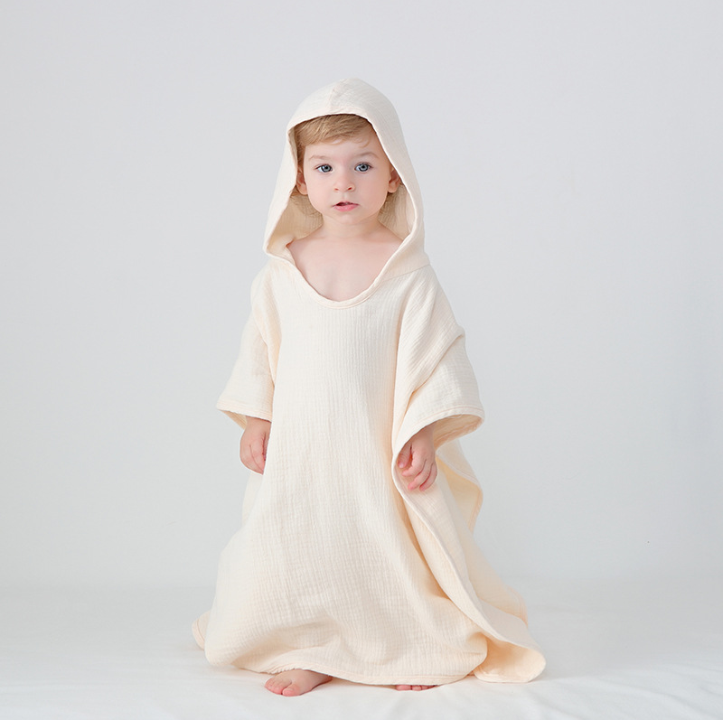 Pure Beige Yellow Color SimpleCotton Comfortable Skin-friendly Soft Hooded Bathrobe Baby Children Towels
