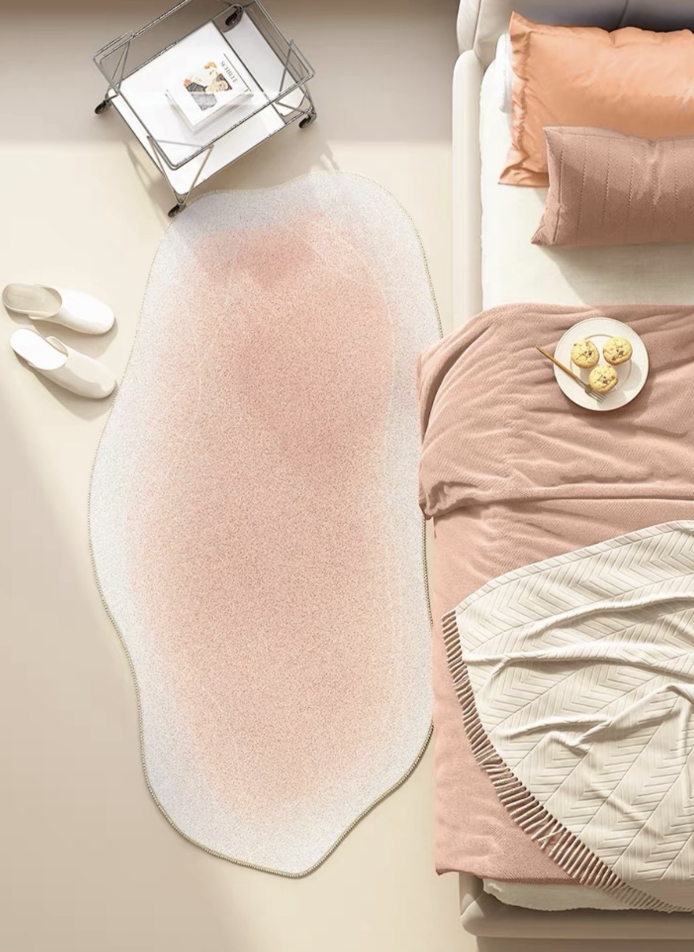 Irregular Style Modern Minimalist Faux Cashmere Rugs For Living Room Bedroom Bedside Rugs Anti-slip Foot Mats 01
