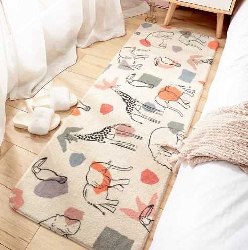 Cute Living Room Shaggy Rug Light Luxury Lambswool Bedroom Sofa Coffee Table Rug Floating Window Mat 06