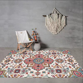 Vintage Pattern Faux Cashmere Rugs For Living Room Bedroom Bedside Rugs Anti-slip Foot Mats 02