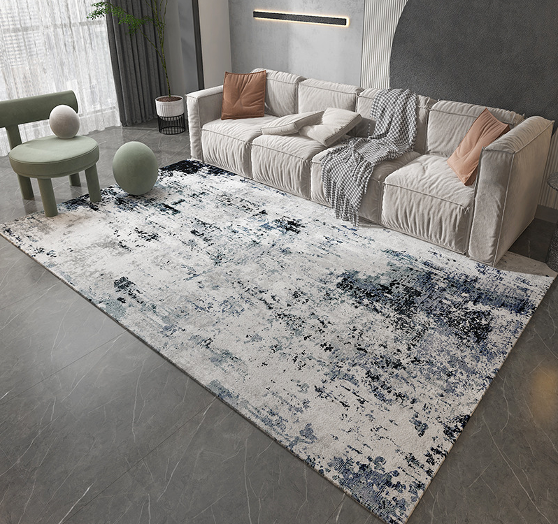 Abstract Modern Minimalist Faux Cashmere Living Room Rug Coffee Table Mat Bedroom Shaggy Floor Mats 02