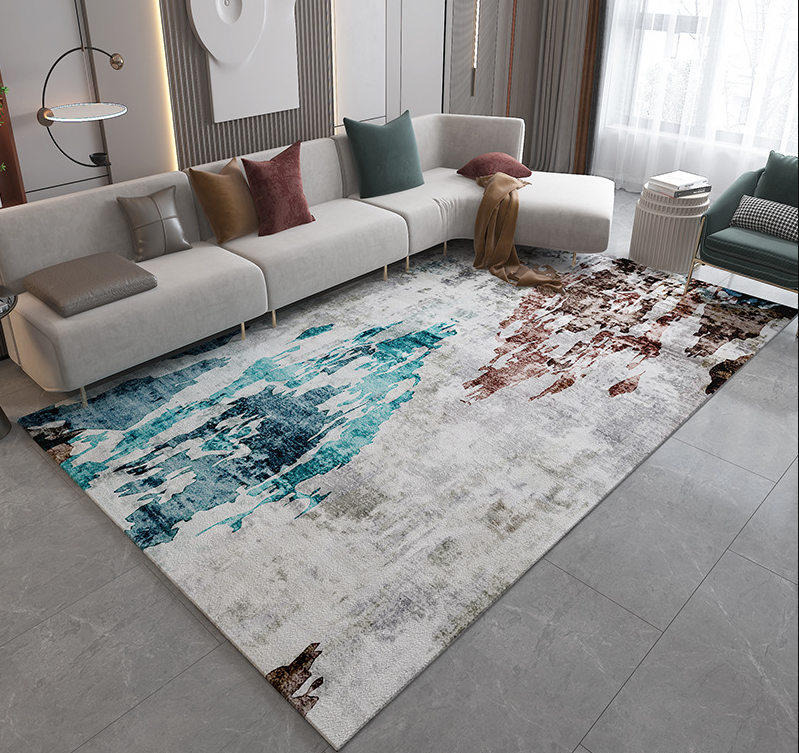 Abstract Modern Minimalist Faux Cashmere Living Room Rug Coffee Table Mat Bedroom Shaggy Floor Mats 03