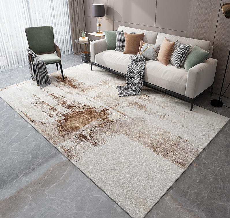 Abstract Modern Minimalist Faux Cashmere Living Room Rug Coffee Table Mat Bedroom Shaggy Floor Mats 04