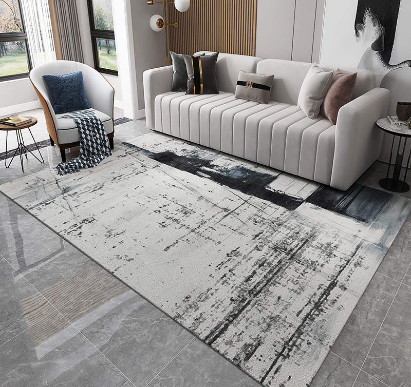 Abstract Modern Minimalist Faux Cashmere Living Room Rug Coffee Table Mat Bedroom Shaggy Floor Mats 08