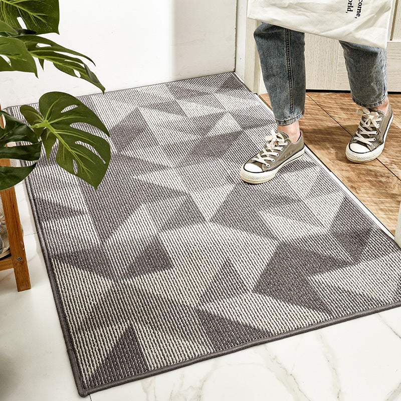 Modern Grey Geometric Polypropylene Wear-resistant Dust-removing Anti-slip Entryway DoorMats