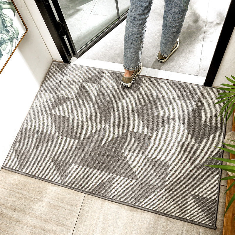 Modern Grey Geometric Polypropylene Wear-resistant Dust-removing Anti-slip Entryway DoorMats