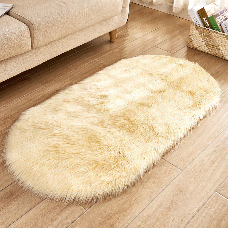 Light Yellow Oval Shaped Shaggy Super Soft Faux Sheepskin Fur Plush Rugs For Living Room Hall Bedroom BedsideLight Yellow Oval Shaped Shaggy Super Soft Faux Sheepskin Fur Plush Rugs For Living Room Hall Bedroom Bedside