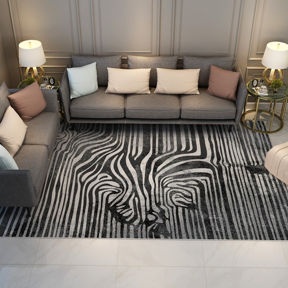 Black and White Modern Zebra Patterned Rugs Carpet Floormat